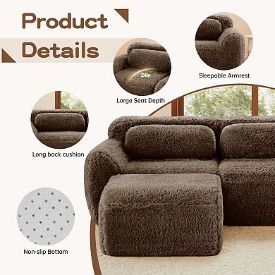Modular Sectional Sofa with Throw Pillows ,Soft Plush Fabric, No Assembly for Living Room, Apartment
