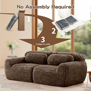 Modular Sectional Sofa with Throw Pillows ,Soft Plush Fabric, No Assembly for Living Room, Apartment