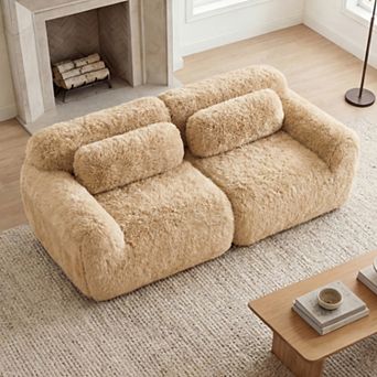 Modular Sectional Sofa with Throw Pillows ,Soft Plush Fabric, No Assembly for Living Room, Apartment