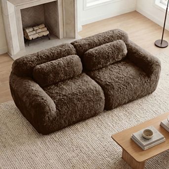 Modular Sectional Sofa with Throw Pillows ,Soft Plush Fabric, No Assembly for Living Room, Apartment