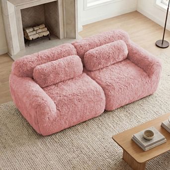 Modular Sectional Sofa with Throw Pillows ,Soft Plush Fabric, No Assembly for Living Room, Apartment