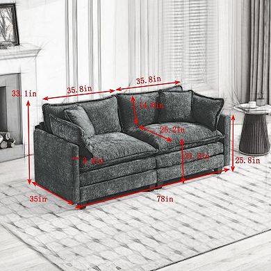 Sectional Couch,Modular Ergonomic Sofa Breathable Chenille Fabric for Living Room Bedroom Apartment