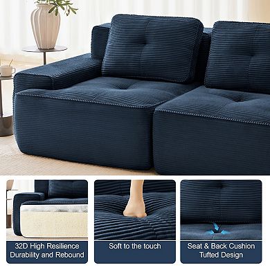 82" L-Shaped Modular Sectional Sofa, Corduroy Fabric,Deep Seat No Assembly for Living Room Apartment