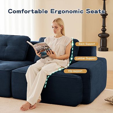 82" L-Shaped Modular Sectional Sofa, Corduroy Fabric,Deep Seat No Assembly for Living Room Apartment