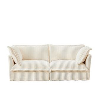 2-Seater Corduroy Sofa, Detachable Cover Deep Seat Couch for Living Room, Apartment