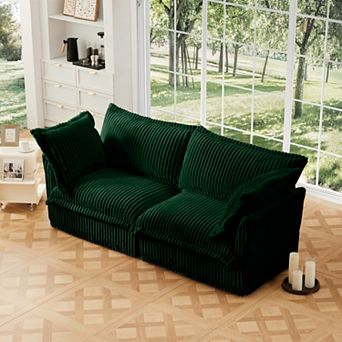 2-Seater Corduroy Sofa, Detachable Cover Deep Seat Couch for Living Room, Apartment