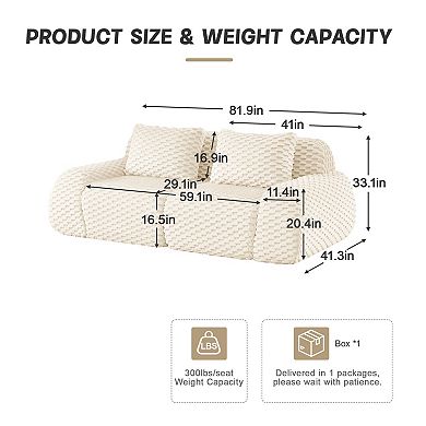 82" Modern Modular Sectional Sofa,Flannelette Fabric,No Assembly,Anti-Slip for Living Room Apartment