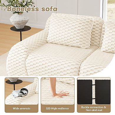 82" Modern Modular Sectional Sofa,Flannelette Fabric,No Assembly,Anti-Slip for Living Room Apartment