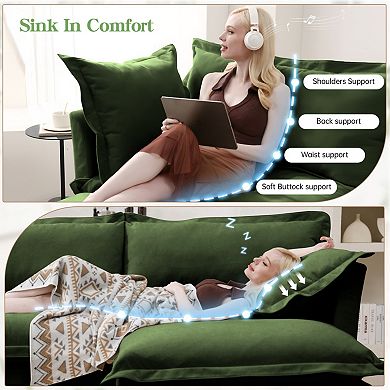 Modern 2-Seater Chenille Sofa, Removable Cover, Comfy Deep Seat for Small Space, Apartment
