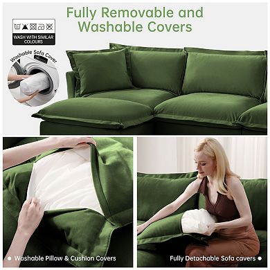 Modern 2-Seater Chenille Sofa, Removable Cover, Comfy Deep Seat for Small Space, Apartment