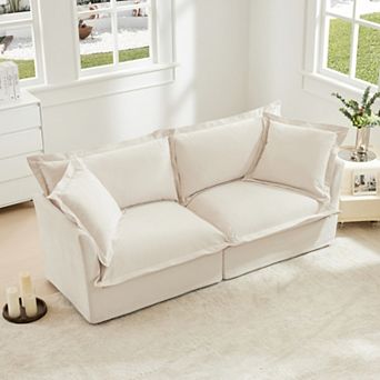 Modern 2-Seater Chenille Sofa, Removable Cover, Comfy Deep Seat for Small Space, Apartment