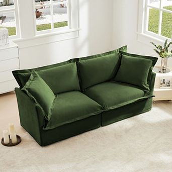 Modern 2-Seater Chenille Sofa, Removable Cover, Comfy Deep Seat for Small Space, Apartment