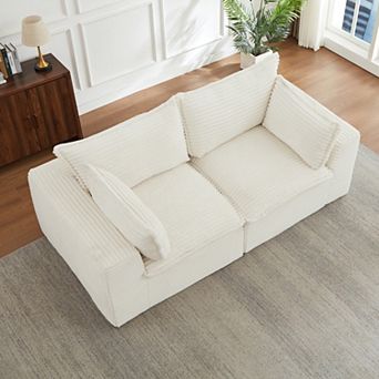 Modern Modular Sectional Loveseat Cloud-Inspired Corduroy Sofa No Assembly for Living Room Apartment