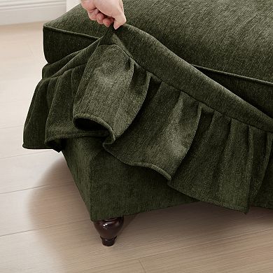 Modular 2-Seater Chenille Sofa with Removable Skirts, Comfy Loveseat for Living Room & Apartment