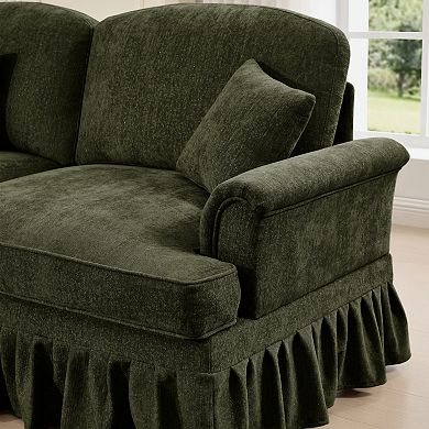 Modular 2-Seater Chenille Sofa with Removable Skirts, Comfy Loveseat for Living Room & Apartment