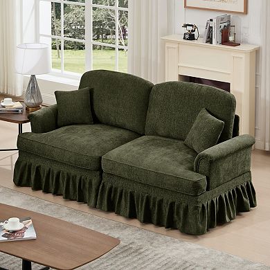 Modular 2-Seater Chenille Sofa with Removable Skirts, Comfy Loveseat for Living Room & Apartment