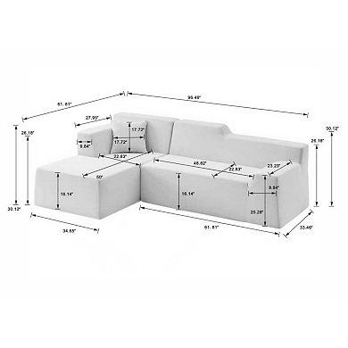 Modern L-Shaped Corduroy Sofa, High Back Sectional Couch with Pillows for Living Room & Apartment