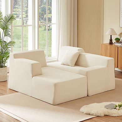 Modern L-Shaped Corduroy Sofa, High Back Sectional Couch with Pillows for Living Room & Apartment
