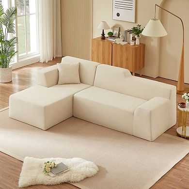 Modern L-Shaped Corduroy Sofa, High Back Sectional Couch with Pillows for Living Room & Apartment