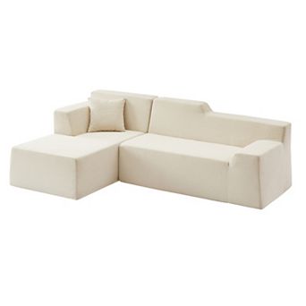 Modern L-Shaped Corduroy Sofa, High Back Sectional Couch with Pillows for Living Room & Apartment