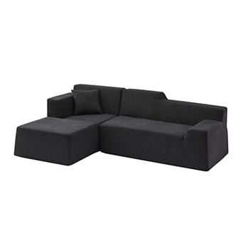 Modern L-Shaped Corduroy Sofa, High Back Sectional Couch with Pillows for Living Room & Apartment