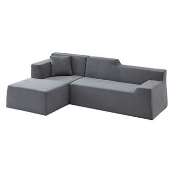 Modern L-Shaped Corduroy Sofa, High Back Sectional Couch with Pillows for Living Room & Apartment