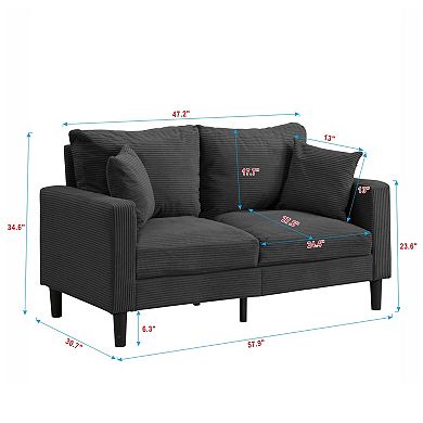 57" Modular Loveseat Sofa, Comfy Upholstered Wooden Frame 2-Seater for Living Room, Apartment