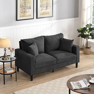 57" Modular Loveseat Sofa, Comfy Upholstered Wooden Frame 2-Seater for Living Room, Apartment