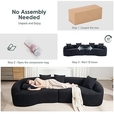 110" Curved Modular Sofa, Kid & Pet Friendly, for Bedroom Apartment, Couches Sleeper ,No Assembly