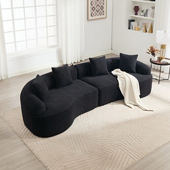 110" Curved Modular Sofa, Kid & Pet Friendly, for Bedroom Apartment, Couches Sleeper ,No Assembly