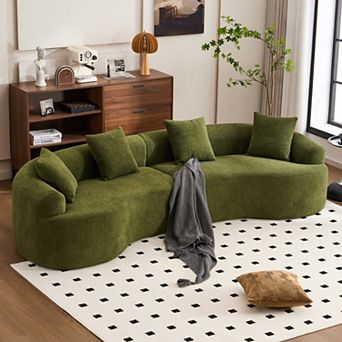 110" Curved Modular Sofa, Kid & Pet Friendly, for Bedroom Apartment, Couches Sleeper ,No Assembly