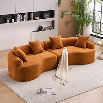110" Curved Modular Sofa, Kid & Pet Friendly, for Bedroom Apartment, Couches Sleeper ,No Assembly