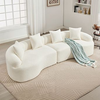 110" Curved Modular Sofa, Kid & Pet Friendly, for Bedroom Apartment, Couches Sleeper ,No Assembly