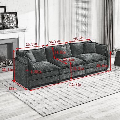 Modular Sectional Sofa Breathable Chenille & Ergonomic, for Living Room Bedroom Apartment
