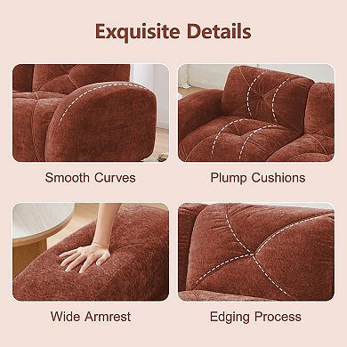 110'' Boneless Modular Sofa, Soft Velvet & 32D Sponge, No Assembly, for Living Room Study