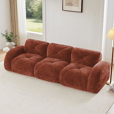 110'' Boneless Modular Sofa, Soft Velvet & 32D Sponge, No Assembly, for Living Room Study