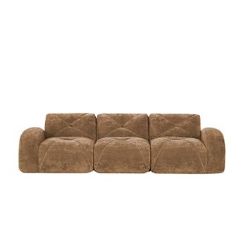 110'' Boneless Modular Sofa, Soft Velvet & 32D Sponge, No Assembly, for Living Room Study