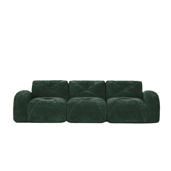 110'' Boneless Modular Sofa, Soft Velvet & 32D Sponge, No Assembly, for Living Room Study