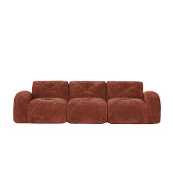 110'' Boneless Modular Sofa, Soft Velvet & 32D Sponge, No Assembly, for Living Room Study