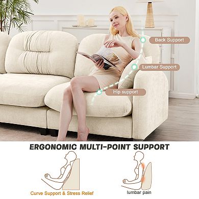 Three-Seater Modular Sectional Couch,Soft Chenille Fabric,Ergonomic Design,for Bedrooms Living Rooms