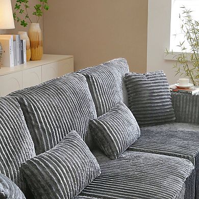 109'' Modular L-Shape Sectional Sofa, Soft Corduroy Deep Seat, for Living Room Bedroom ,No Assembly