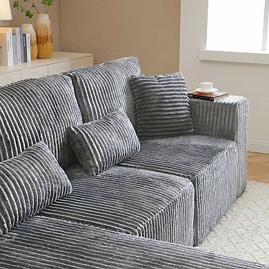 109'' Modular L-Shape Sectional Sofa, Soft Corduroy Deep Seat, for Living Room Bedroom ,No Assembly