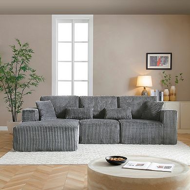 109'' Modular L-Shape Sectional Sofa, Soft Corduroy Deep Seat, for Living Room Bedroom ,No Assembly