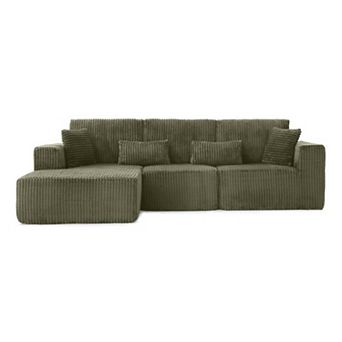 109'' Modular L-Shape Sectional Sofa, Soft Corduroy Deep Seat, for Living Room Bedroom ,No Assembly