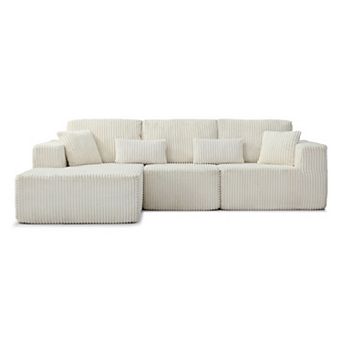 109'' Modular L-Shape Sectional Sofa, Soft Corduroy Deep Seat, for Living Room Bedroom ,No Assembly