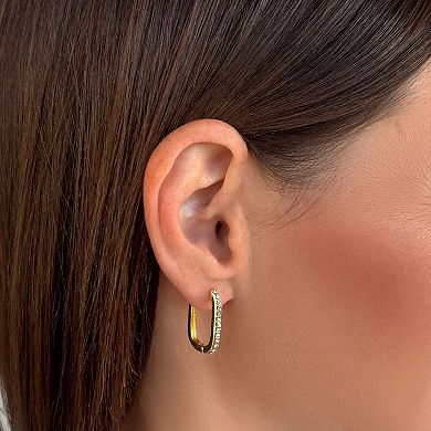 Adornia 14k Gold Flash Plated 3-Pair Rectangle Hoop Earring Set