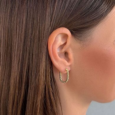 Adornia 14k Gold Flash Plated 3-Pair Rectangle Hoop Earring Set
