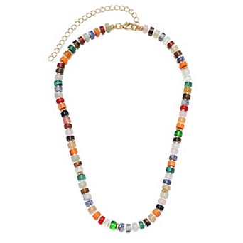 Adornia 14k Gold Flash Plated Rainbow Beaded Necklace