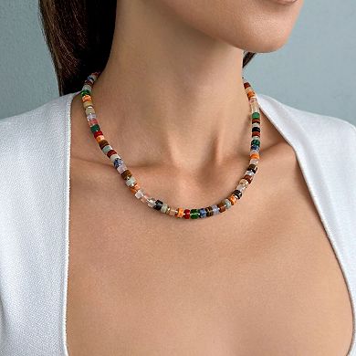 Adornia 14k Gold Flash Plated Rainbow Beaded Necklace