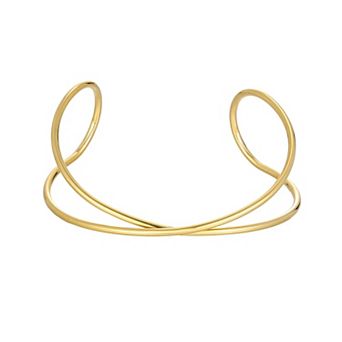 Adornia Tarnish Resistant 18k Gold Flash Plated Criss Cross Cuff Bracelet